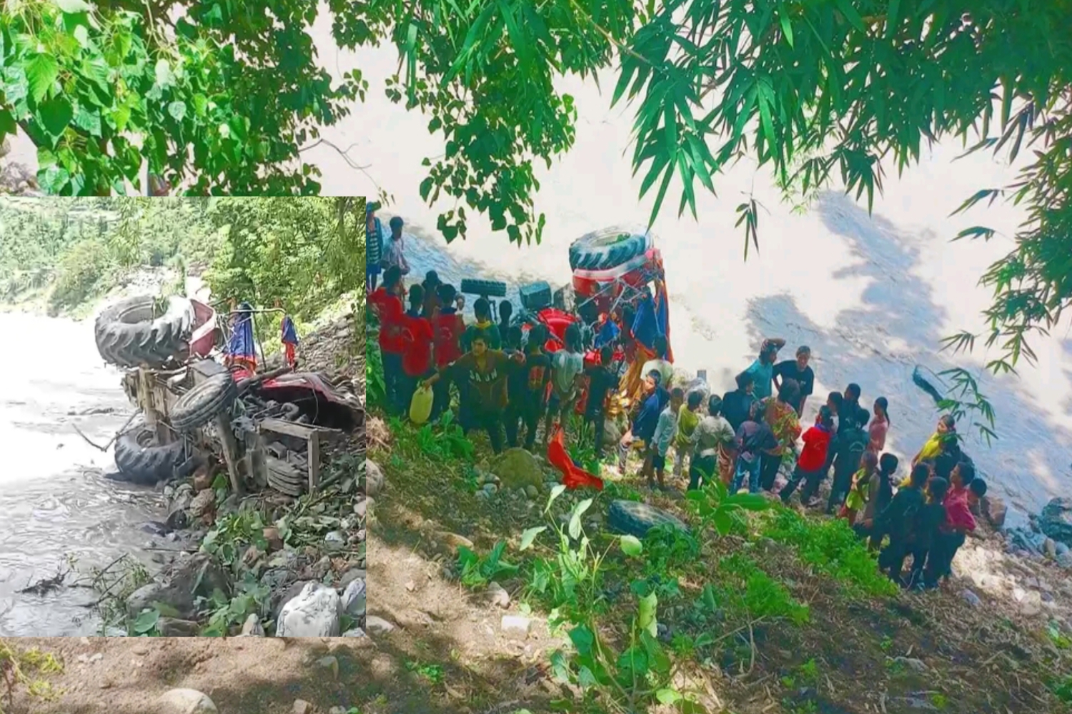 आठविसकोटमा ट्याक्टर दुर्घटना: ट्रली नदीले बगायो, चालक फरार, सहचालक घाइते