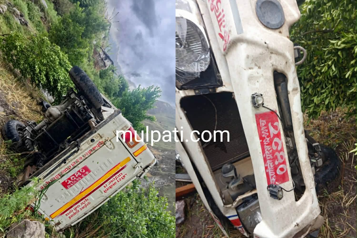 रुकुमबाट डोल्पा जाँदै गरेको जिप दुर्घटना हुँदा ९ जना घाईते