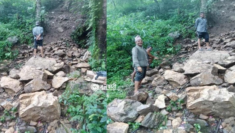 पहिराेले पानी ट्याङकी र पाईपलाईन पुरिएपछि खोलागाउँका पाँच टोलमा खानेपानीको समस्या