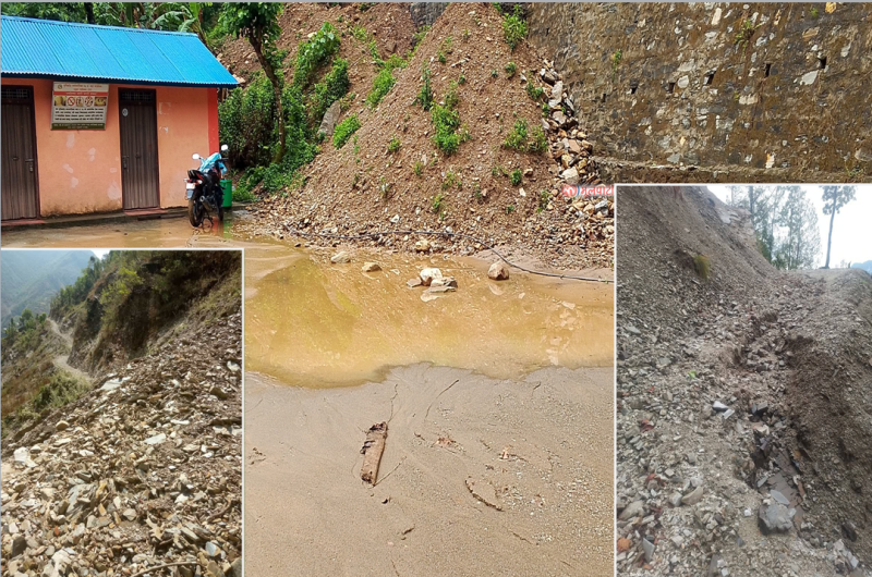 वर्षाको कारण रुकुमका ग्रामिण सडक अवरुद्ध, स्वास्थ्य चौकी समेत प्रभावित
