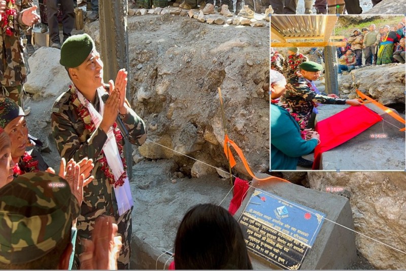 नेपाली सेनाद्वारा पेल्मामा तातोपानी स्नान कुण्ड निर्माण