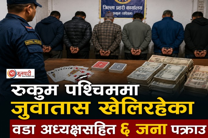 रुकुम पश्चिममा जुवातास खेलिरहेका वडा अध्यक्षसहित ६ जना पक्राउ