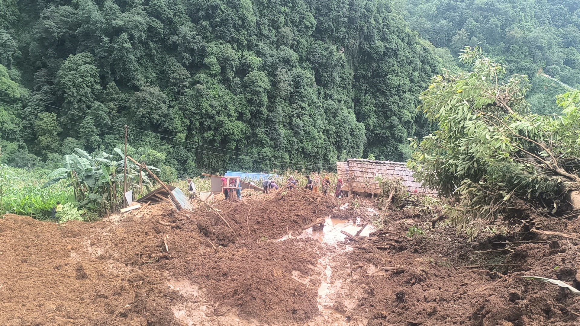 माथिल्लो चौरको पहिरोले मुसिकोट १० का चार घरमा क्षति, आठ घर उच्च जोखिममा