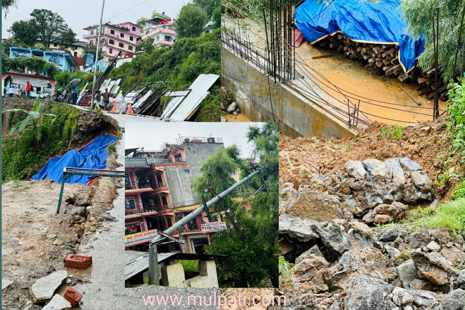 खलङगामा पहिरो : विद्यतु लाईन अवरुद्ध, बहुतले पार्किङ भवनमा क्षति